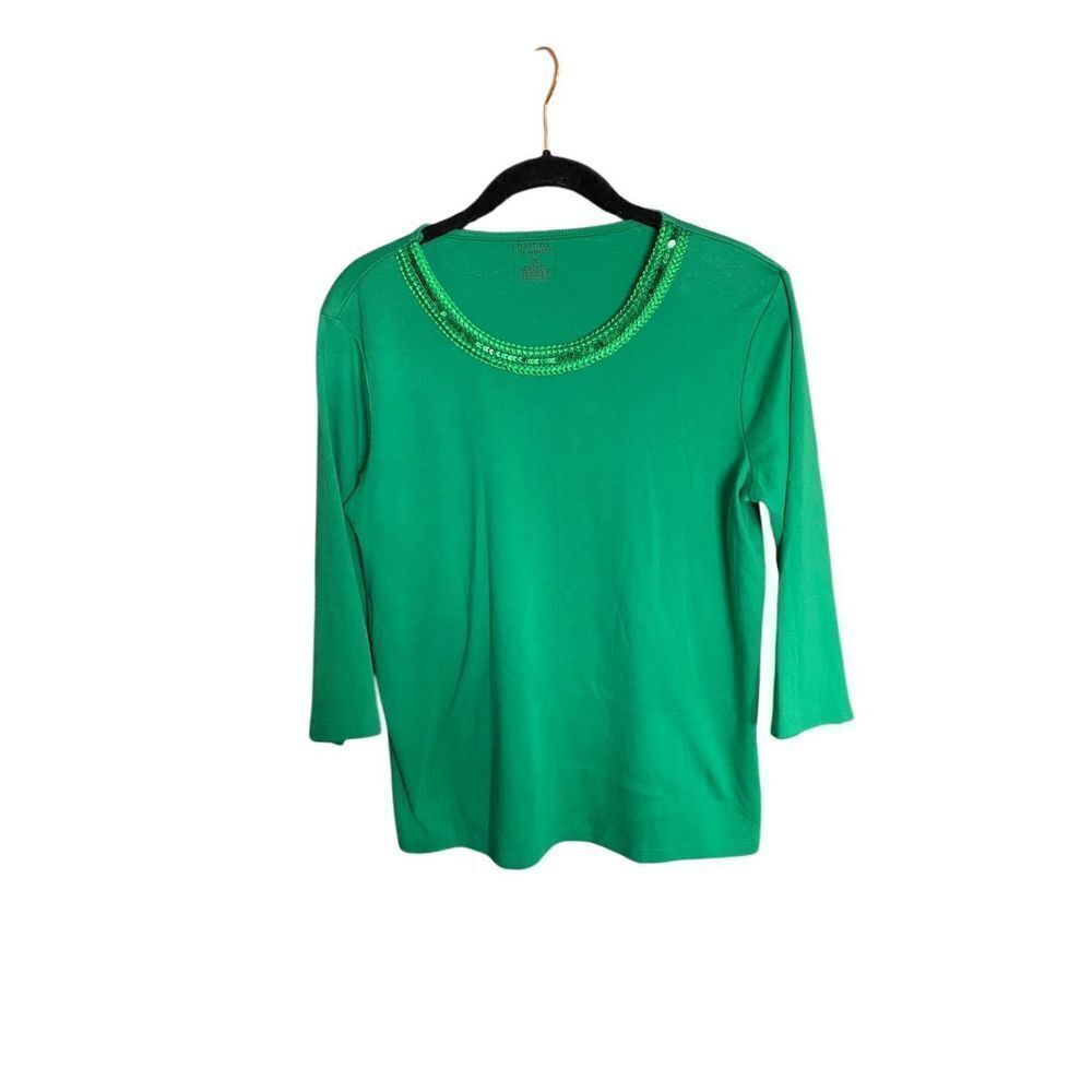 Hastings and Smith women’s emerald green Sequin trim, top size small